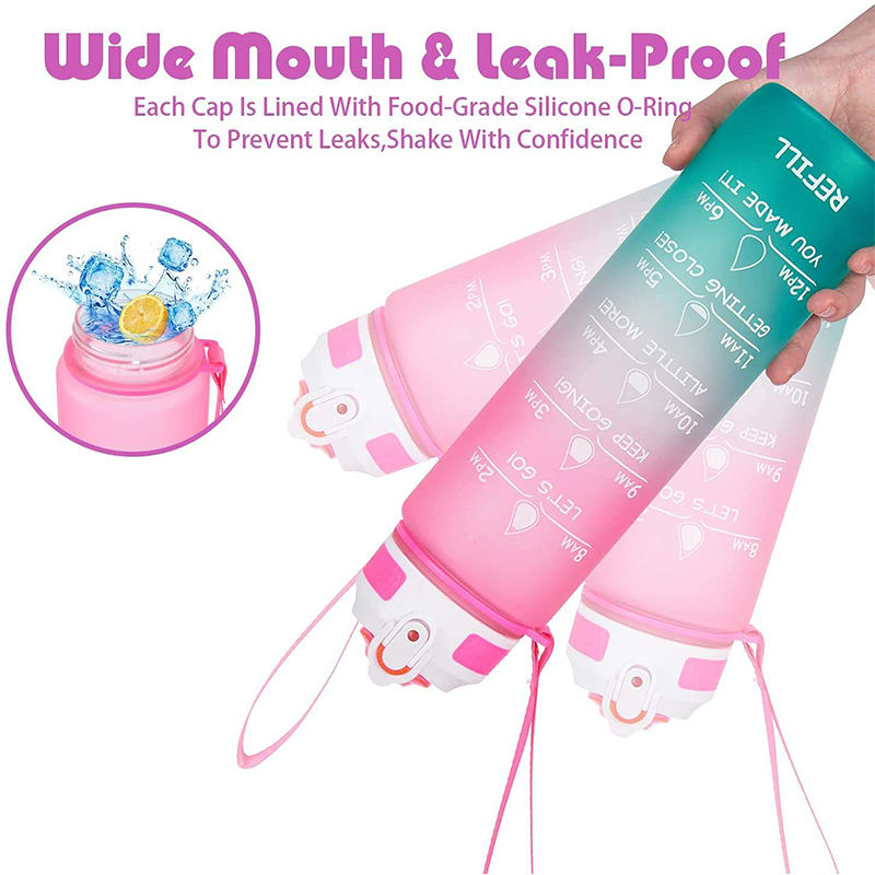 High Quality Eco Friendly Gradient Color Bpa Free 32Oz Tritan Sport Motivational Plastic Water Bottles for Adults