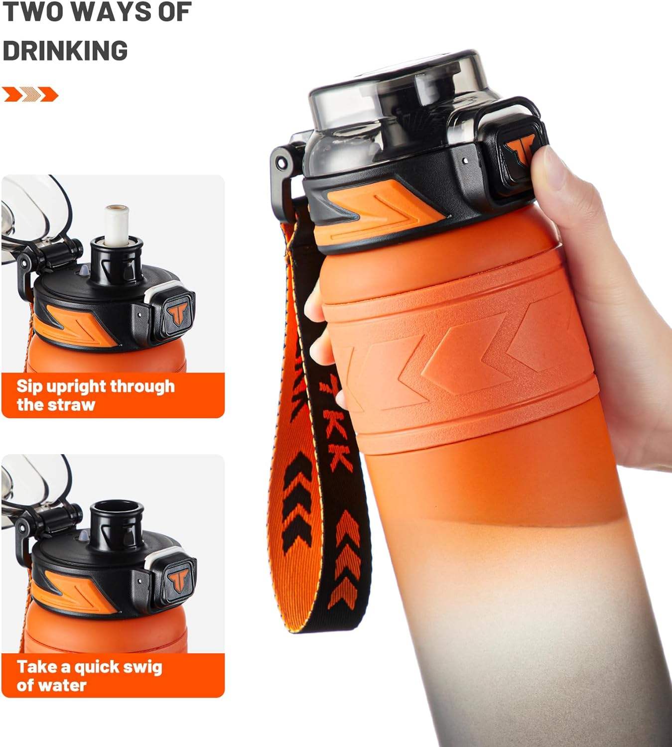 800ml/1000ml Tritan Custom Logo Sport Water Bottle with Straw for School Student Portable and BPA FREE