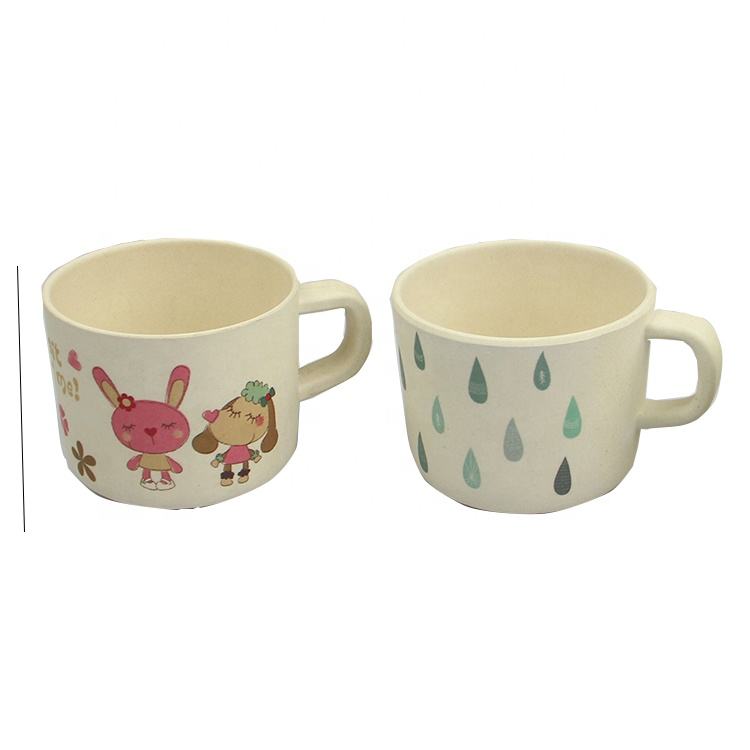 Biodegradable Cute Kids Cup Cartoon Bamboo Fiber Handle Mug