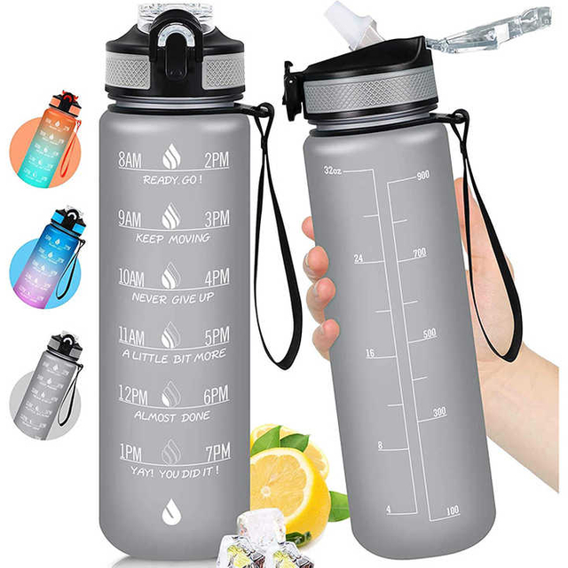 Garrafa 1 Litro Botella De Agua Personalizada 1L Fashionable 1000Ml 1 Liter Motivational Water Bottle for Sport