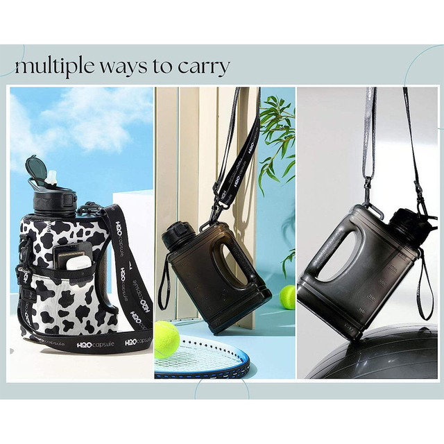 64Oz Wide Mouth Large Capacity Eco Friendly Portable Bpa Free Plastic Sports Water Bottle With Carrying Strap Sleeve