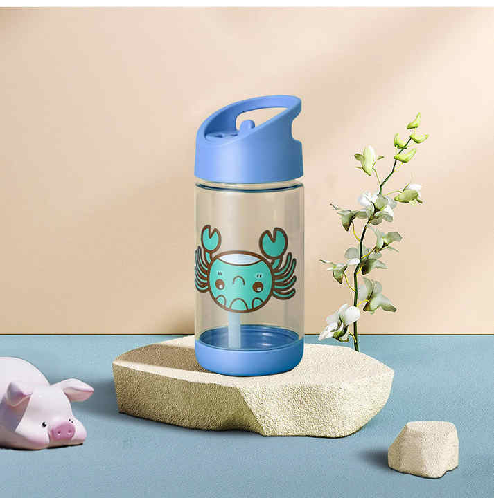400Ml Printed Kawaii Cartoon Cute Bpa Free School Kids Drinking Water Bottle With Straw