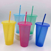 Wholesale High Quality 480Ml 720Ml Food Grade Colorful Glitter Fancy Tumbler Cup With Straw Lid
