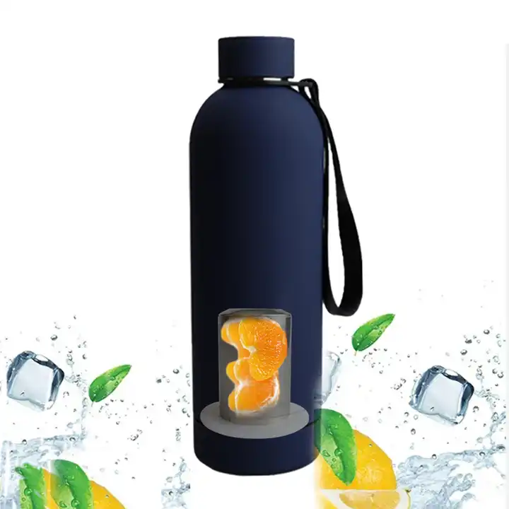 2024 New Tea Cup Black Colour with Filter Tea Cup Fruit Cup with Handle Rope Easy to Carry 500ML Stainless Steel Bottle