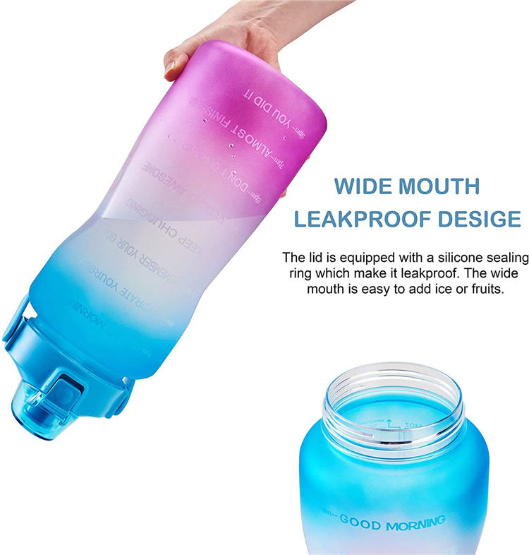 Custom Logo Bpa Free Customized Wholesale 2.2L Large Half Gallon 64Oz Gym Motivationa Water Bottle