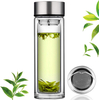 Glass Tea Infuser Bottle Double Wall Borosilicate Portable Tea Bags 12OZ/350ml