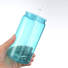 16Oz Cheap Stylish Modern Aesthetic Crystal Glass Water Bottles Cup With Long Straw