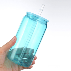 16Oz Cheap Stylish Modern Aesthetic Crystal Glass Water Bottles Cup With Long Straw