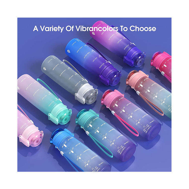 Wholesale Customized 32Oz Wide Mouth Leakproof Motivational Plastic Sports Water Bottle With Time Marker