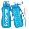 2L Large Capacity Water Bottle With Bounce Cover Time Scale Reminder Frosted Cup With Cute Stickers for Outdoor Sports Fitness