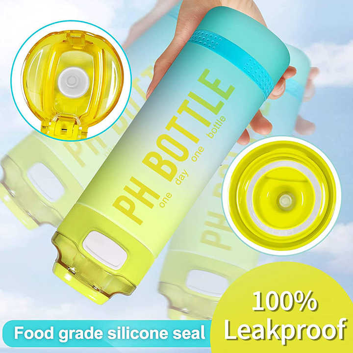 Custom Wholesale BPA Free Fitness Water Bottle Motivational Colorful 1000ml Straw Drinking Plastic Water Bottle With Time Marker