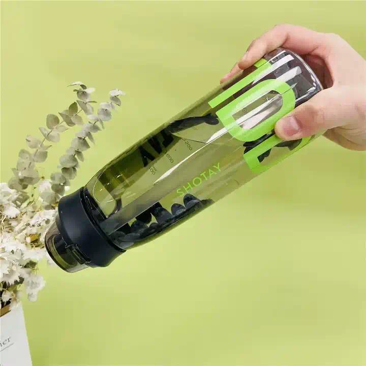 1L 1000Ml Customizable Reusable Leak-Proof Portable Outdoor Plastic Gym Sports Water Bottle With Straw Handle Rope