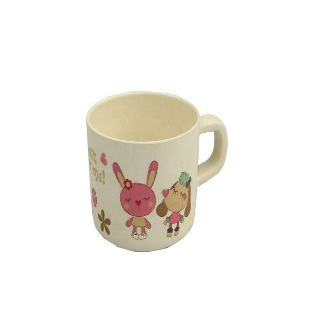 Biodegradable Cute Kids Cup Cartoon Bamboo Fiber Handle Mug