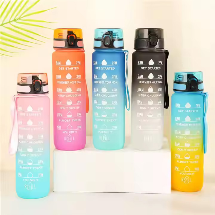 32oz Gym Fitness Leakproof Gradient Drinking Sports Bottles Water Bottle With Time Marker
