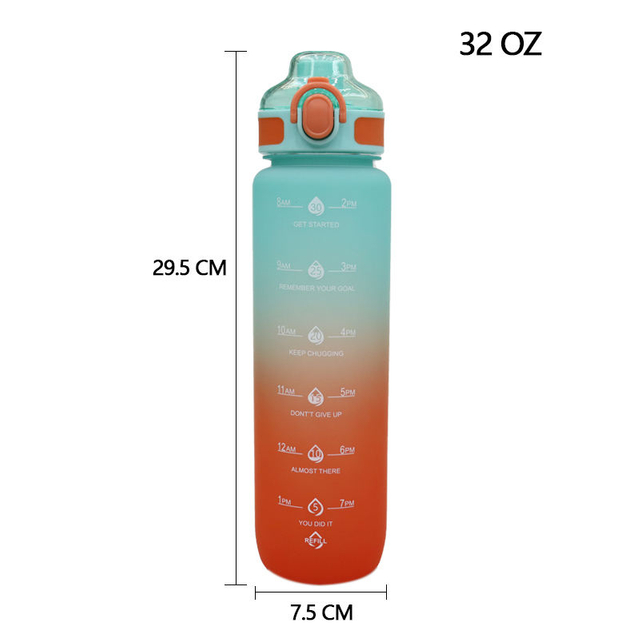 Sport Water Bottle Set 3 Pcs Straw 700ml 1000ml 1.5 Litres Motivational Workout Water Bottle With Time Marker