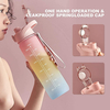 Sport Daily Water Bottles with Times to Drink Pop-up Straw Tritan Water Bottle with Motivational Time Marker for Fitness