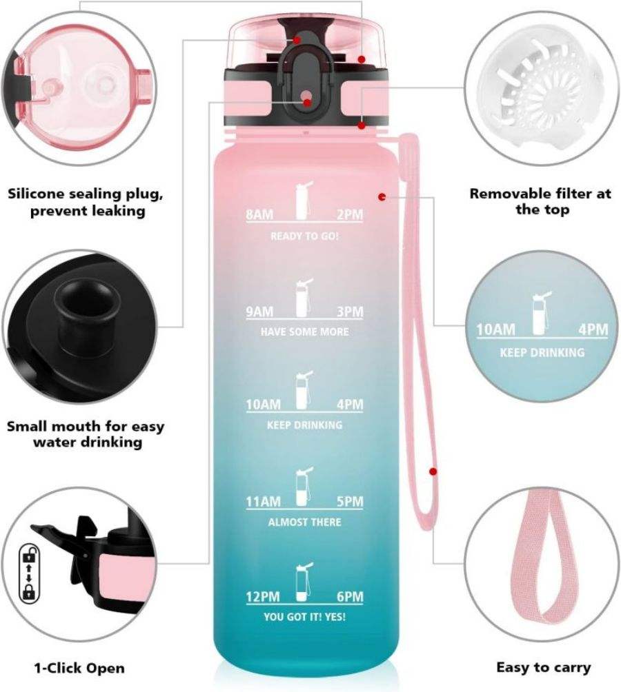 2024 Large Capacity 1000ml Environment-friendly PC Plastic Water Cup for Sports