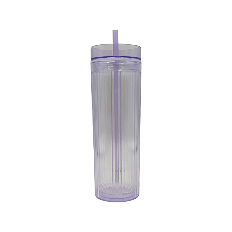 Modern Design Double-Layer Straw Cup with Laser Insertion 450ml Capacity Made of Durable PS Material