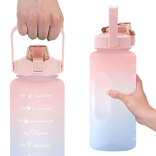 BPA FREE PETG Large 1 Gallon/128oz Motivational GYM Water Bottle With Time Marker