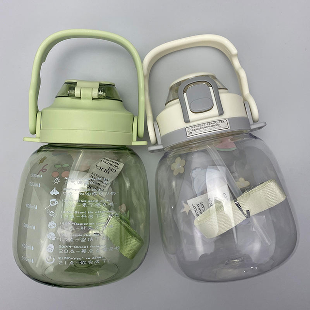1300ML/45OZ Motivational Sports Water Bottle BPA-free Large W/ Straw Time Marker