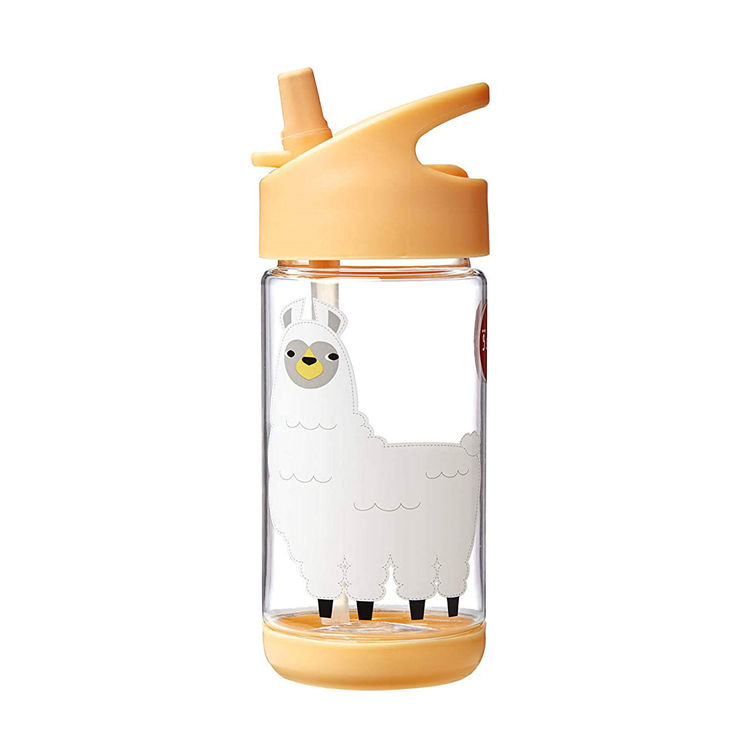 2024 Plastic Kids Water Bottle with Straw Cute Printing Child Drink Water Bottle