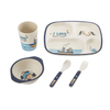 Five-piece Set Clear Design Natural Organic Bamboo Fiber Kids Tableware
