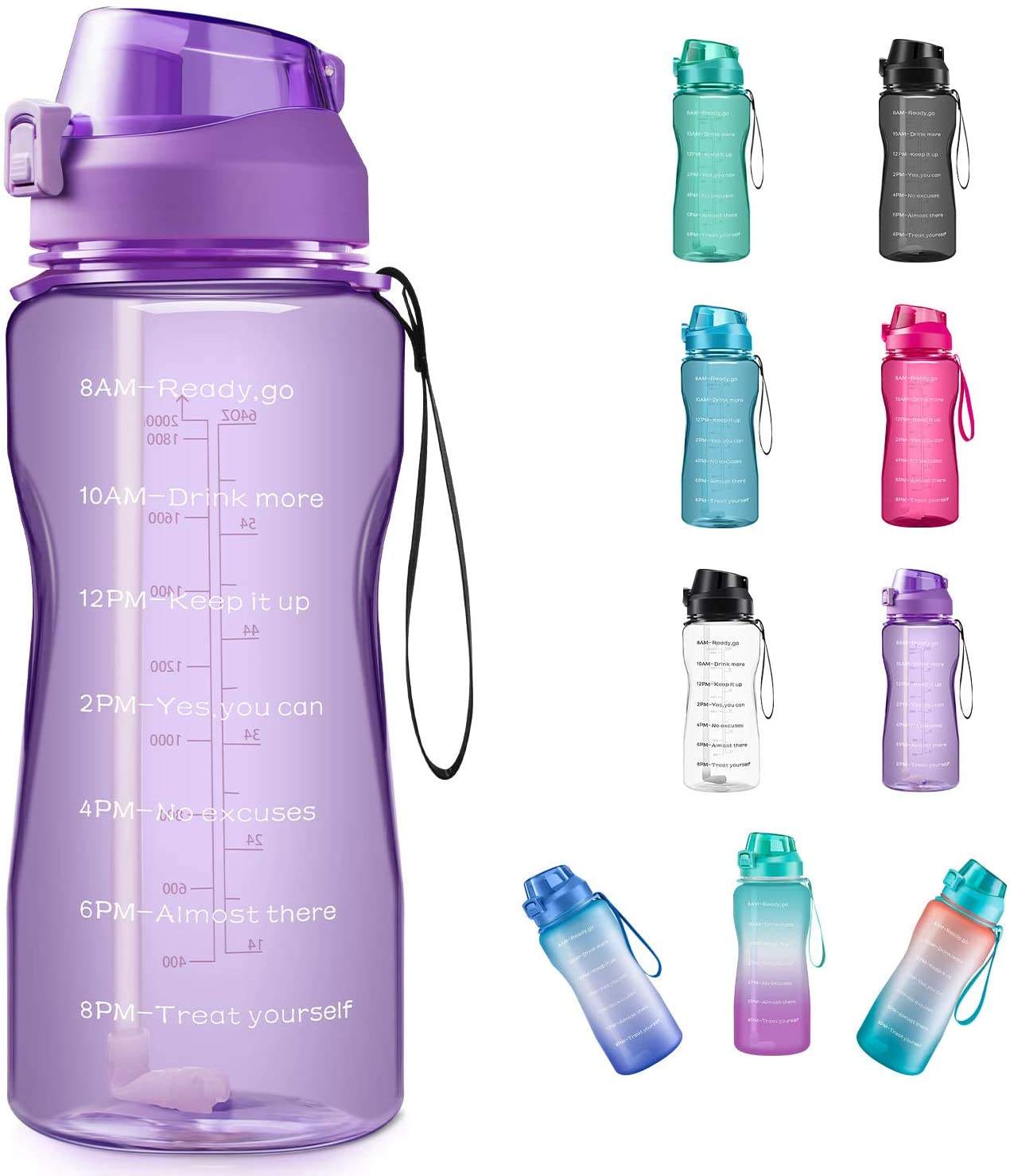 1 Gallon Water Bottle With Straw Time Marker Wide Mouth BPA-Free With Custom Logo for Fitness Large Gym Plastic Bottle