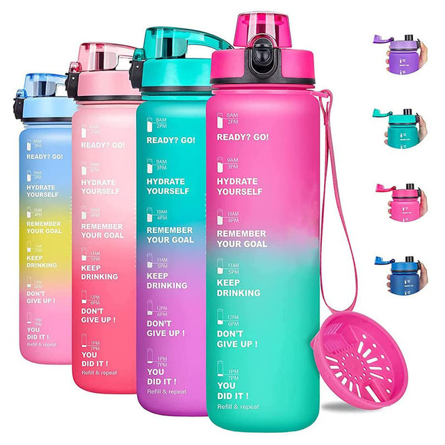 In Stock Leakproof BPA Free Drinking Water Bottle with Time Marker