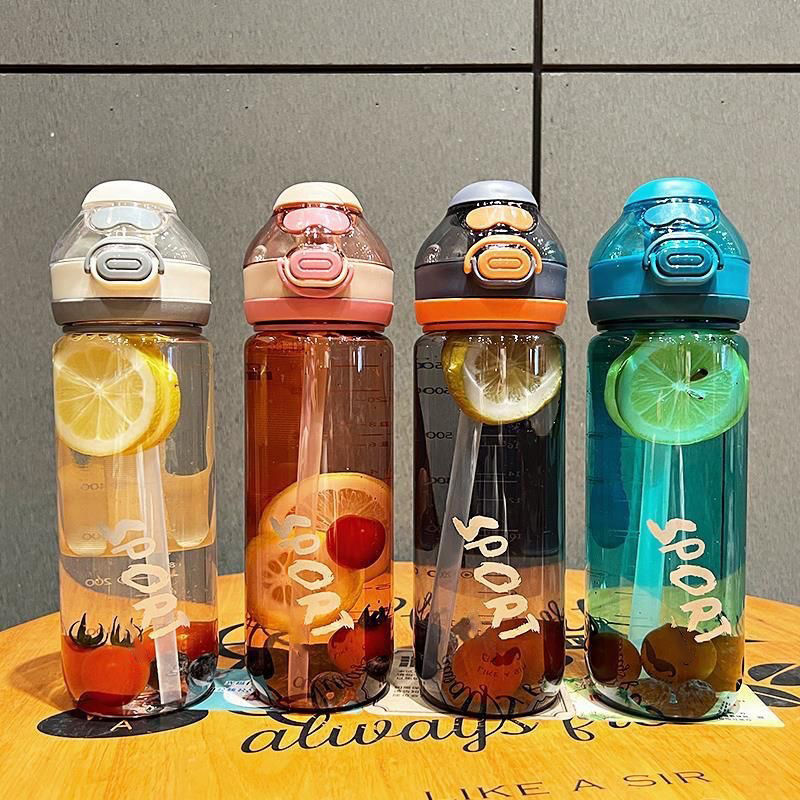 2024 Garrafa De Agua Esportiva Plastic Sport Fruit Water Bottle With Straw