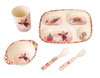 Customized Design Toddler Baby Kid Feeding Cartoon Bamboo Fiber Dinnerware Sets Dishwasher Safe Plate Bowl Cup Spoon Fork Set