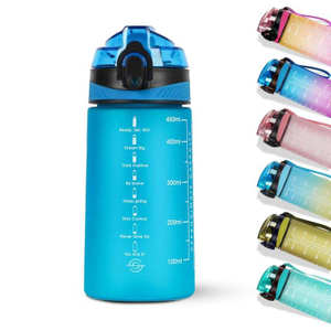Popular Cartoon Children's Plastic Motivational Sports Drinking Water Bottle Duck Mouth Cup with Straw for Kids