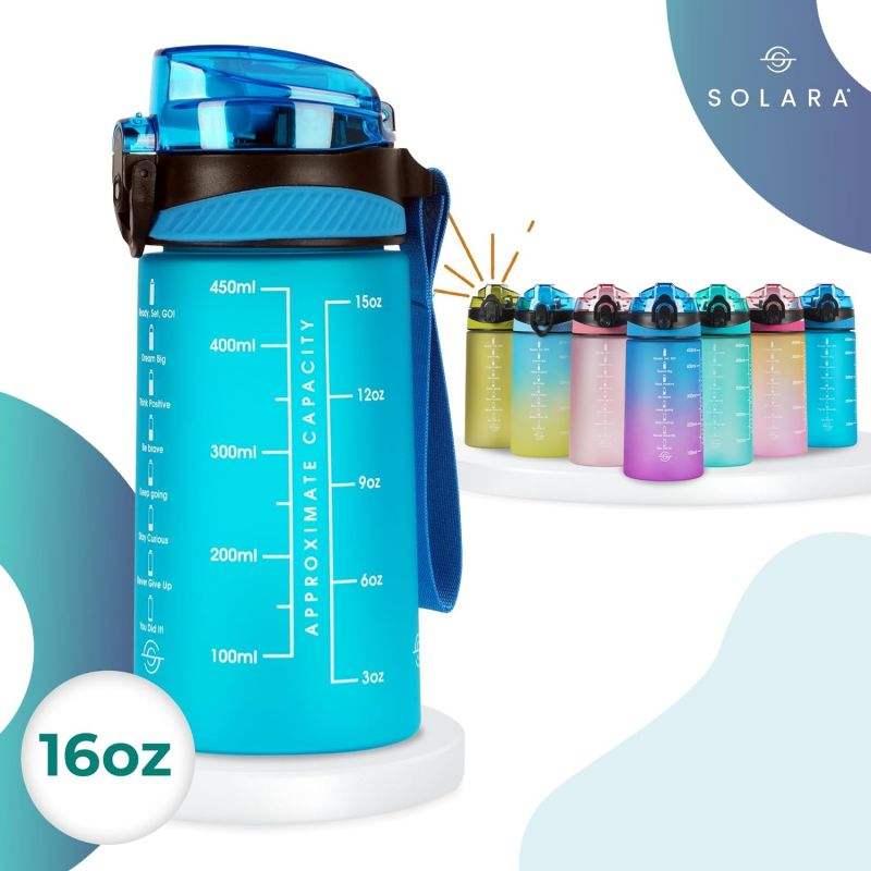 Popular Cartoon Children's Plastic Motivational Sports Drinking Water Bottle Duck Mouth Cup with Straw for Kids