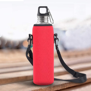 Neoprene Water Bottle Sleeve With Reminder Insulator 32oz Bottle Cover Holder Carrier with Shoulder Strap