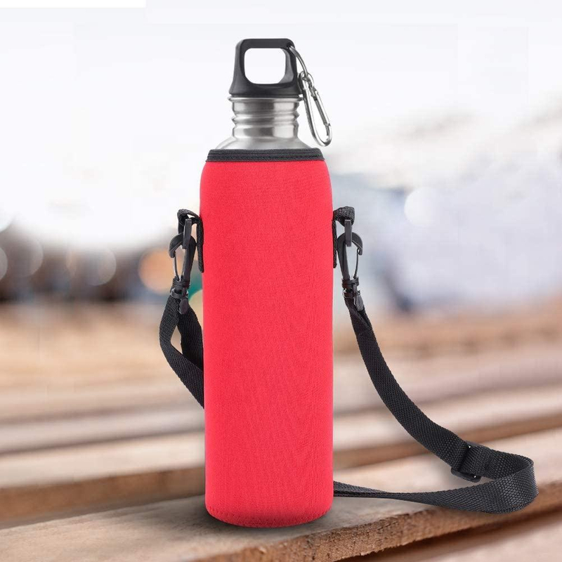 Neoprene Water Bottle Sleeve With Reminder Insulator 32oz Bottle Cover Holder Carrier with Shoulder Strap