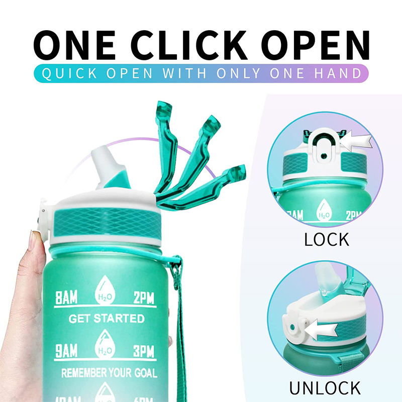 1 Liter BPA Free Gradient Plastic Water Bottle 32oz Motivational Time Marker Water Bottle With Custom Logo