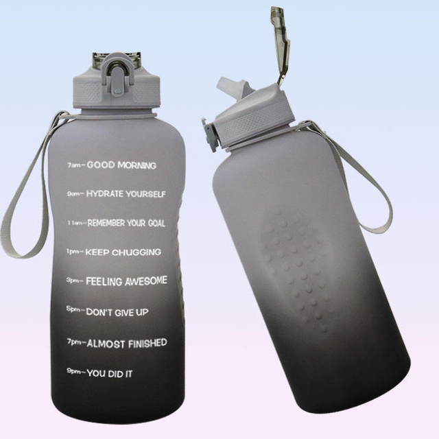 Large Capacity 2000ml Scale Sports Water Cup Portable Straw Plastic Kettle