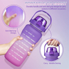 BPA FREE Half Gallon 64oz Gradient Color Motivational Plastic Sports Water Bottle with Time Marker