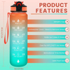 1L /32 oz Leakproof Tritran BPA Free GradienPlastic Water Bottle with Motivational Time Marker Water Bottle With Custom Logo