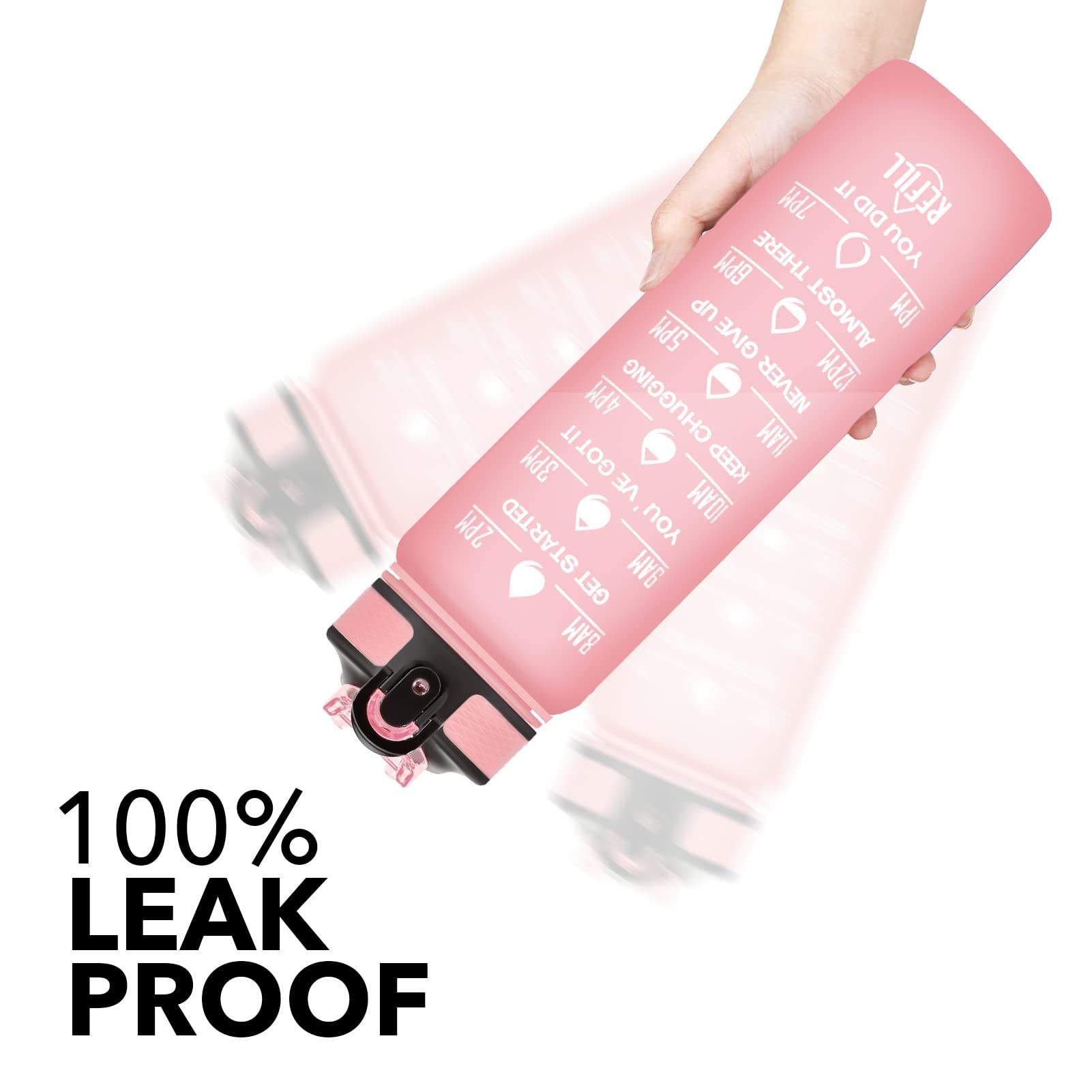 Sample FREE Shipping in Stock 32oz Motivational Fitness Sports Tritan Plastic Water Bottle with Time Marker
