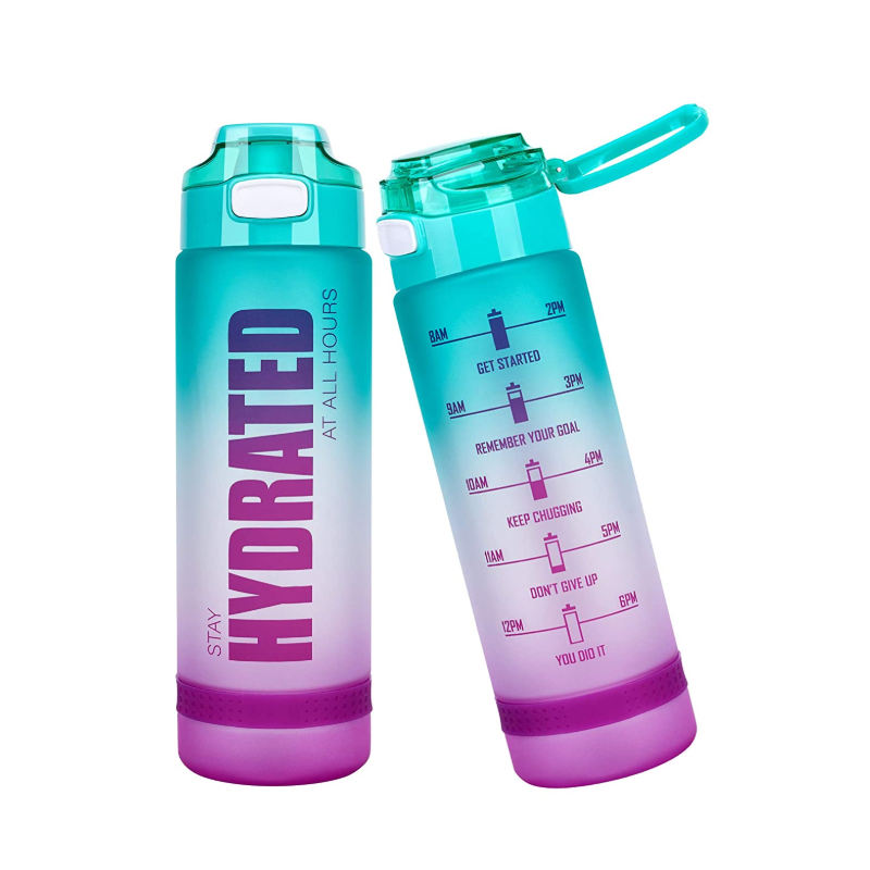 32oz Leakproof BPA Free Water Bottle Best Sports Motivational Plastic Water Bottle with Time Marker