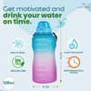 Green Gradient Tritan Bottle 128 oz Bpa Free Portable GYM Motivational Time Marker Water Bottles with Straw