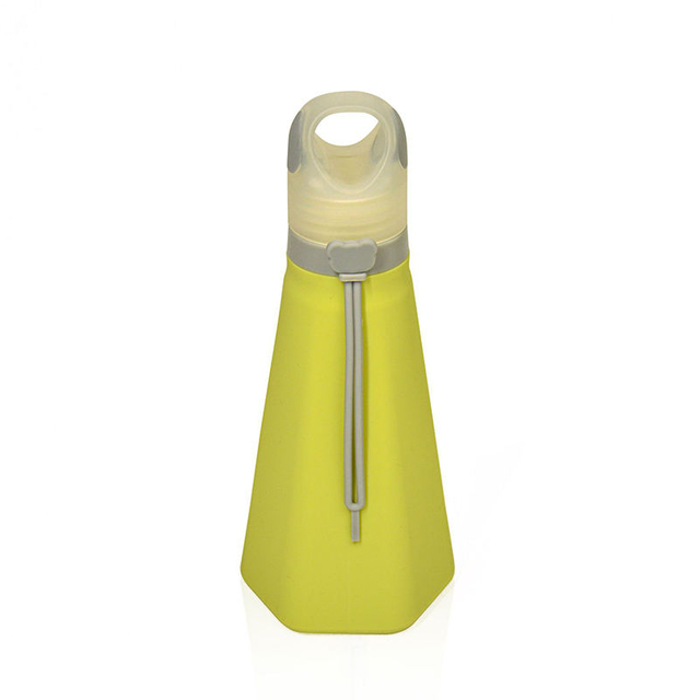 500Ml Outdoor Sport Colorful Kawaii Cute Silicone Portable Foldable Water Bottle With Strap Handle