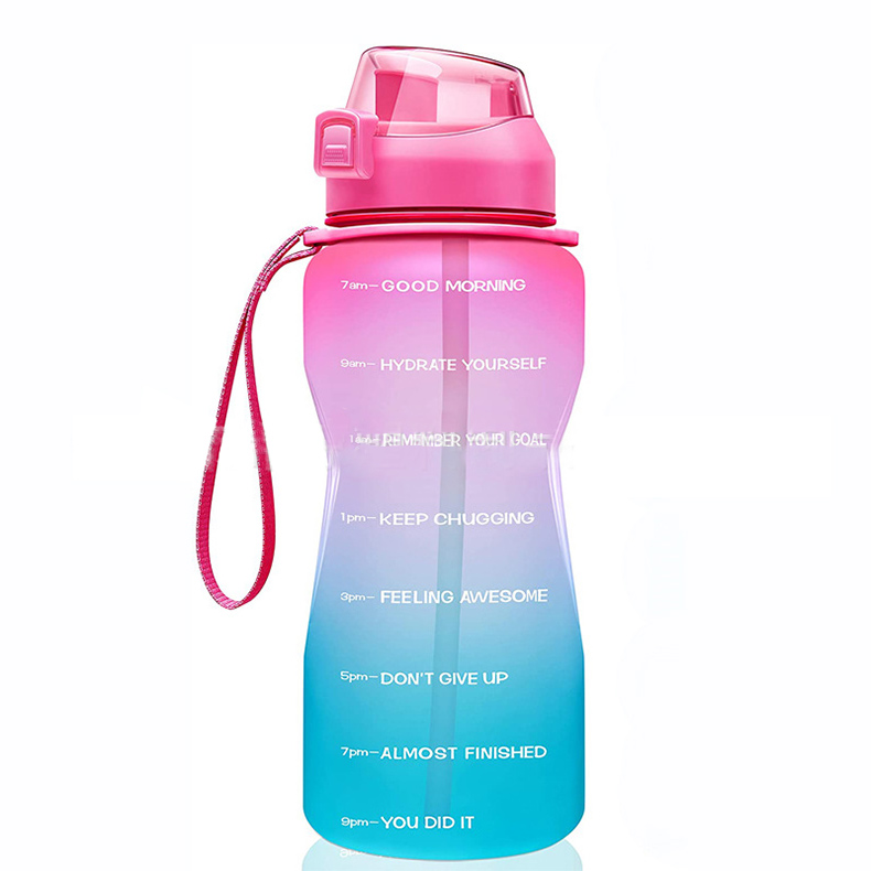 2022 64oz Half Gallon Motivational Water Bottle with Time Marker BPA Free Water Jug