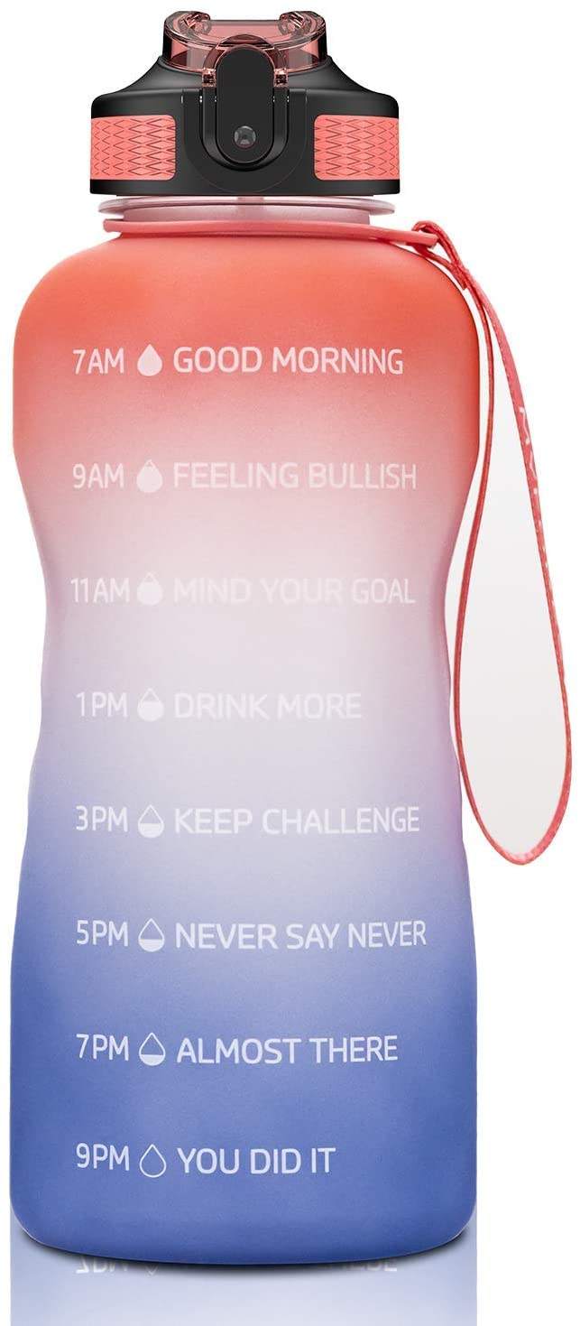 Outdoor Sports Half Gallon 64 oz BPA Free Time Marker Motivational Plastic Water Bottles