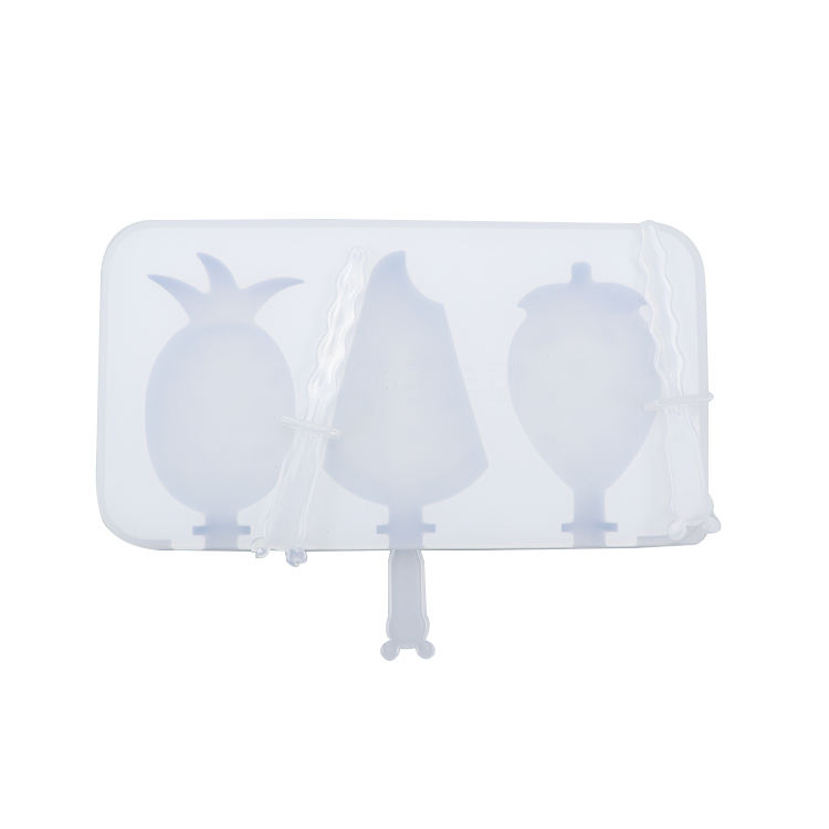 Silicone Ice Pop Molds Ice Cream Bar Mold Fruit Shape 3 Pieces Popsicle Molds with Plastic Sticks