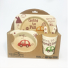 Bamboo Fiber Children Tableware Set Baby Feeding Plates Dishes Bowl With Cup Fork Spoon Cartoon Animal Kids Dinnerware