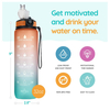 Frosted Tritan Custom Logo Plastic Bottle 1 Liter 32 Oz Motivational Water Bottle With Time Marker Reminder