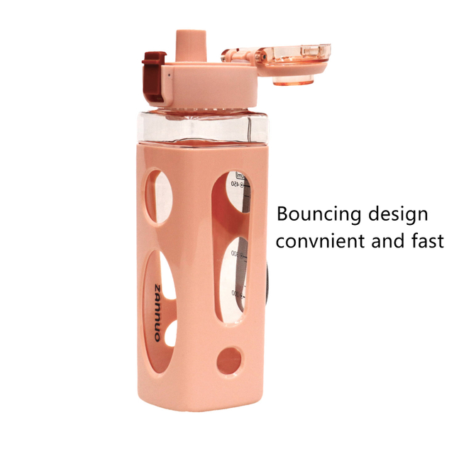 New Plastic Square Water Bottle 650ml Water Bottles With Rope Transparent Frosted Sport Milk Fruit Water Cup Plastic Cup