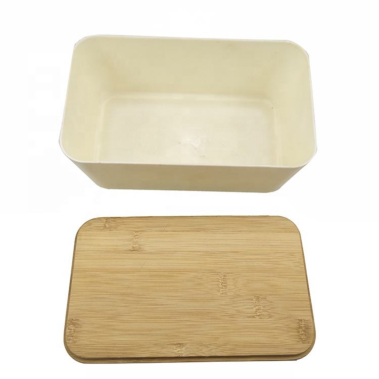 Eco Friendly 1-layer Storage Food Corn Fiber Lunch Box With Bamboo Lid
