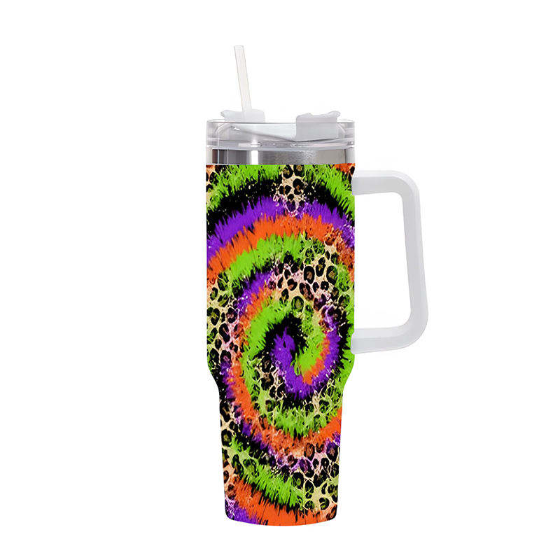 40oz Cartoon Print Tumbler Halloween Double Wall Vacuun Insulated Travel Car Mug Funny Gift Tumbler Cup with Lid and Straw